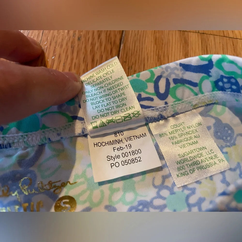 Lily Pulitzer Luxletic Bike Shorts Women’s Size Small Blue/Green Floral EUC - Picture 4 of 10